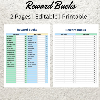 Editable Kids Reward Bucks Template Printable Mom Bucks Reward System For Kids Chore Bucks Good Behavior Bucks Kids Reward Coupon Play Money