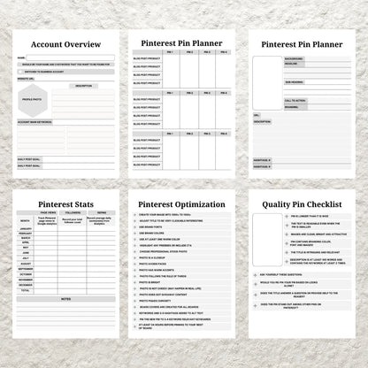 Editable Pinterest Content Planner Template Printable Digital Pinterest Marketing Promotion Strategy Workbook Social Media Content Planner