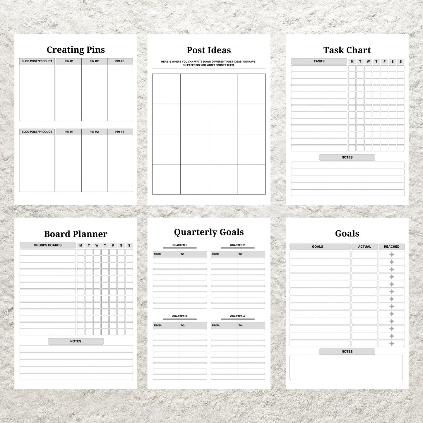 Editable Pinterest Content Planner Template Printable Digital Pinterest Marketing Promotion Strategy Workbook Social Media Content Planner