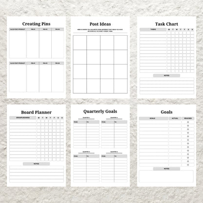 Editable Pinterest Content Planner Template Printable Digital Pinterest Marketing Promotion Strategy Workbook Social Media Content Planner