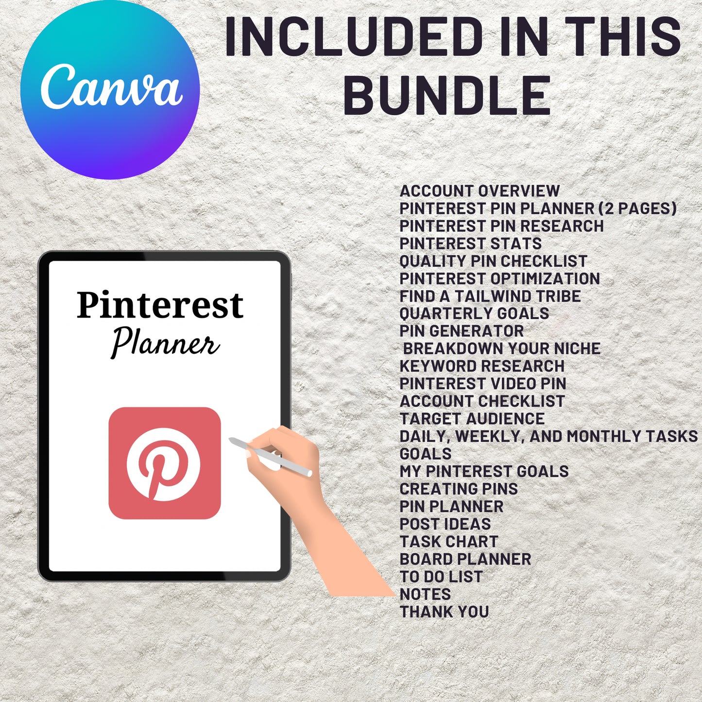 Editable Pinterest Content Planner Template Printable Digital Pinterest Marketing Promotion Strategy Workbook Social Media Content Planner