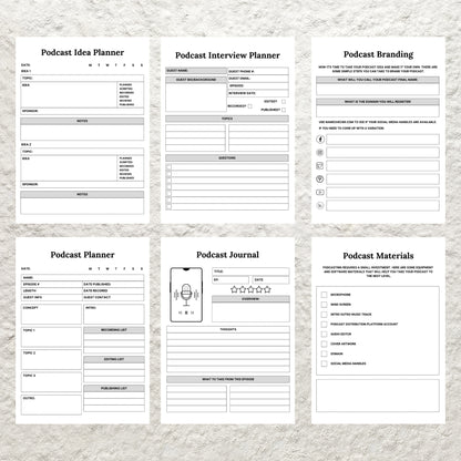 Editable Podcast Planner Template BUNDLE Pack Podcast Content Planning Calendar Worksheet Printable Podcast Checklist Interview Script