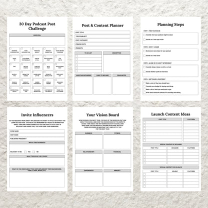 Editable Podcast Planner Template BUNDLE Pack Podcast Content Planning Calendar Worksheet Printable Podcast Checklist Interview Script