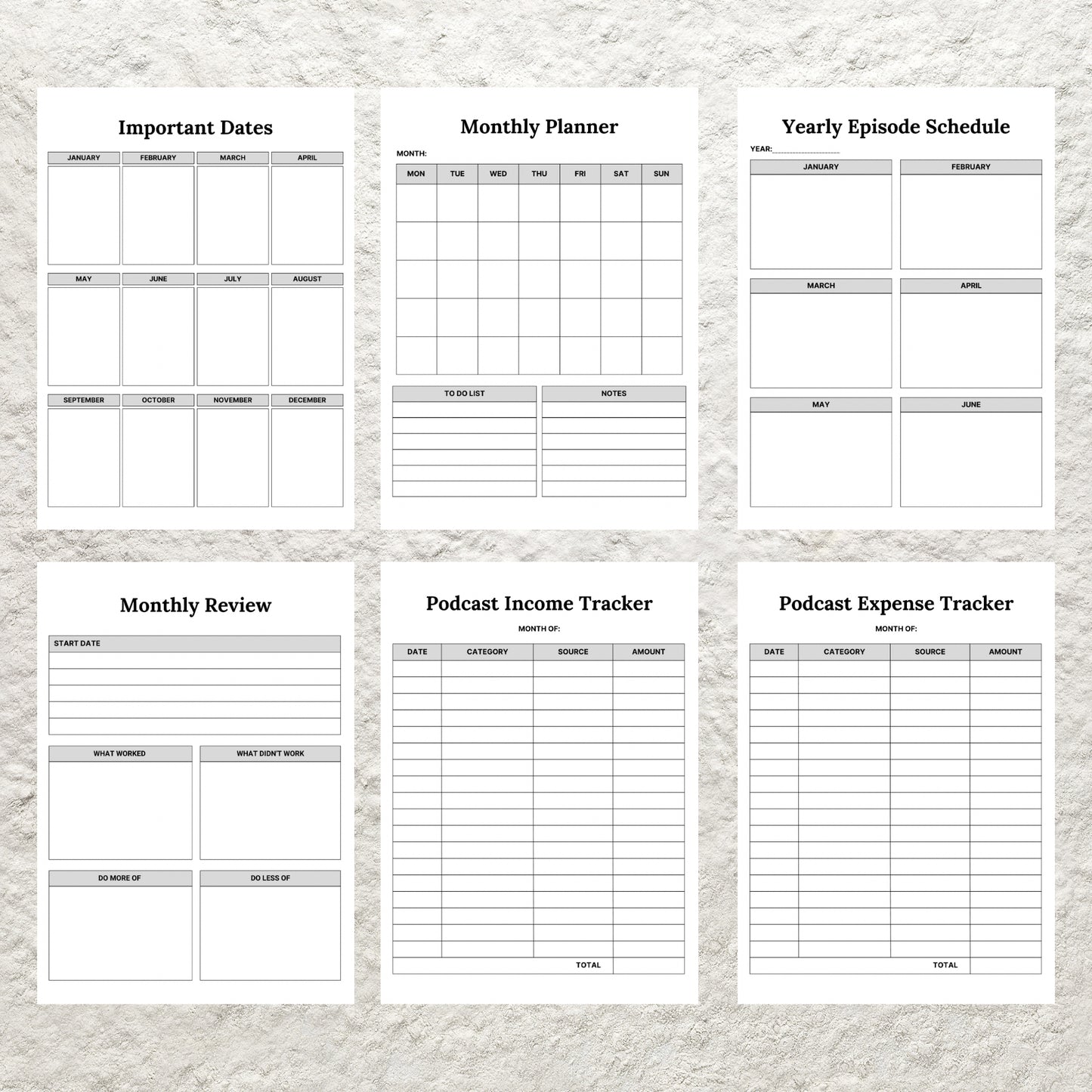 Editable Podcast Planner Template BUNDLE Pack Podcast Content Planning Calendar Worksheet Printable Podcast Checklist Interview Script