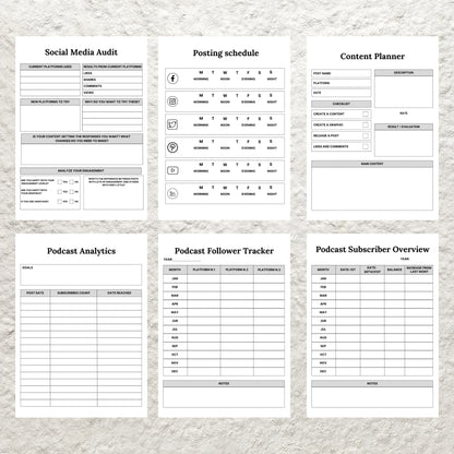 Editable Podcast Planner Template BUNDLE Pack Podcast Content Planning Calendar Worksheet Printable Podcast Checklist Interview Script