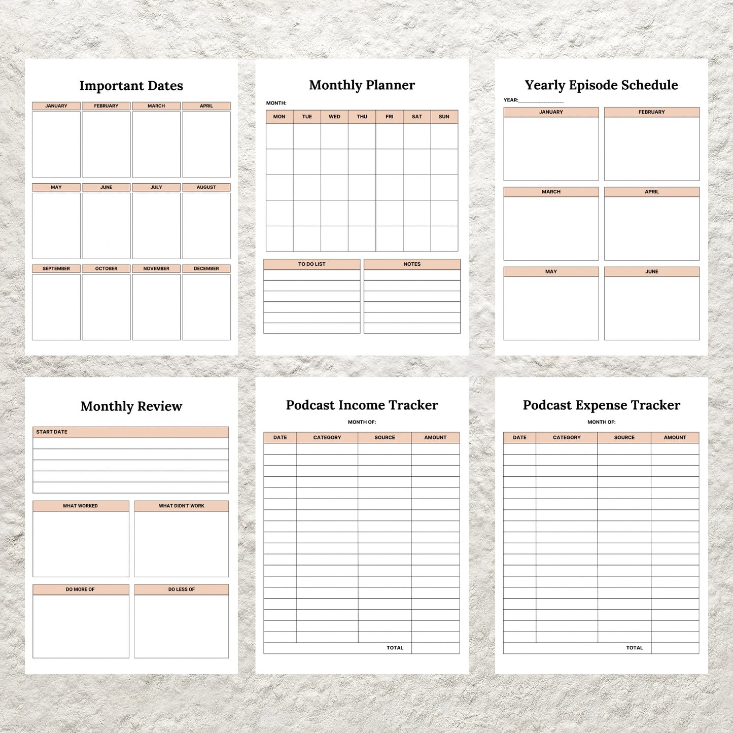 Editable Podcast Planner Template BUNDLE Pack Podcast Content Planning Calendar Worksheet Printable Podcast Checklist Interview Script