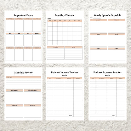 Editable Podcast Planner Template BUNDLE Pack Podcast Content Planning Calendar Worksheet Printable Podcast Checklist Interview Script