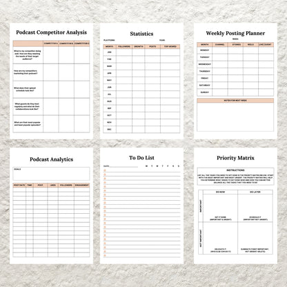 Editable Podcast Planner Template BUNDLE Pack Podcast Content Planning Calendar Worksheet Printable Podcast Checklist Interview Script