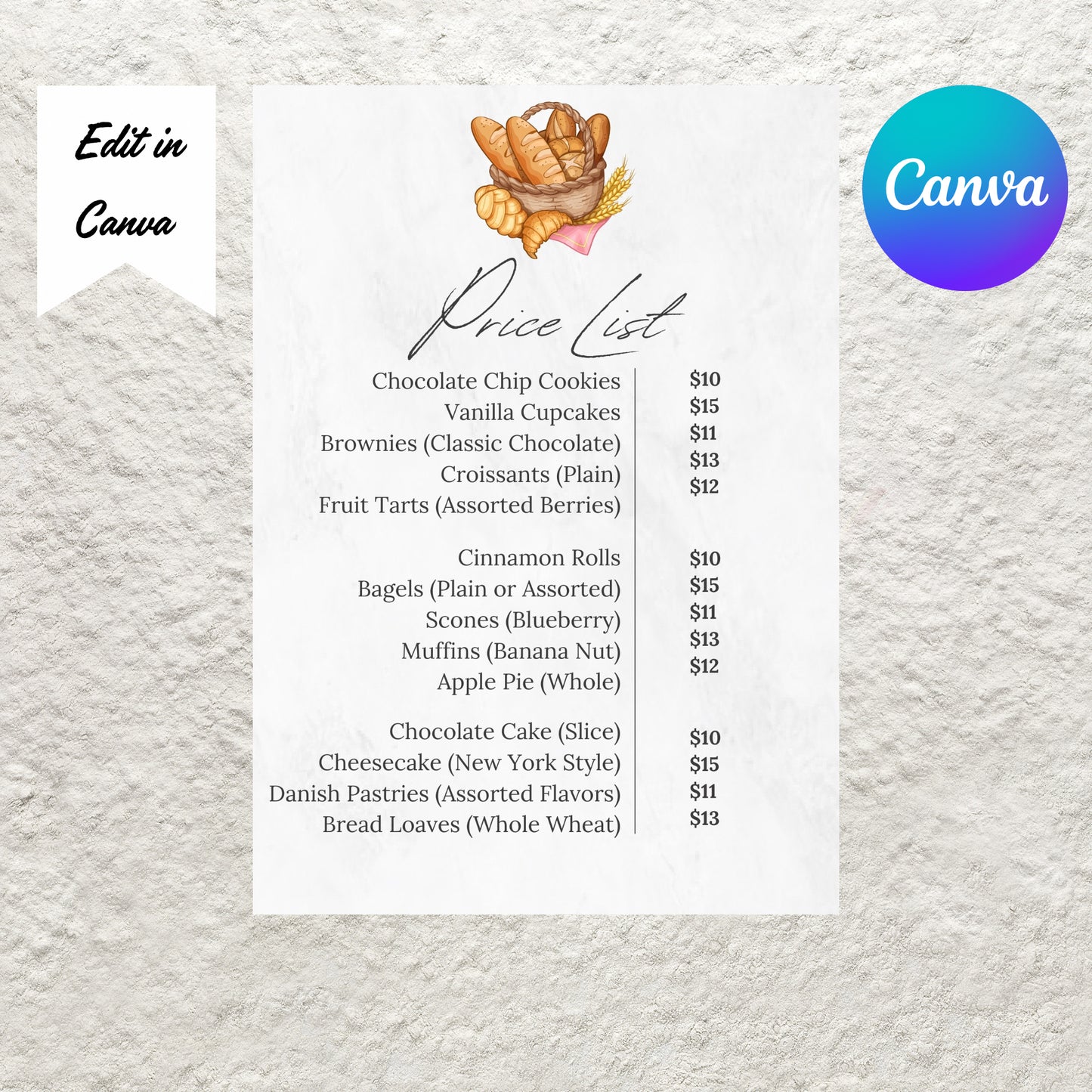 Editable Price List Template Small Business Price List Flyer Canva Pricing List Price Sheet Printable Instant Download