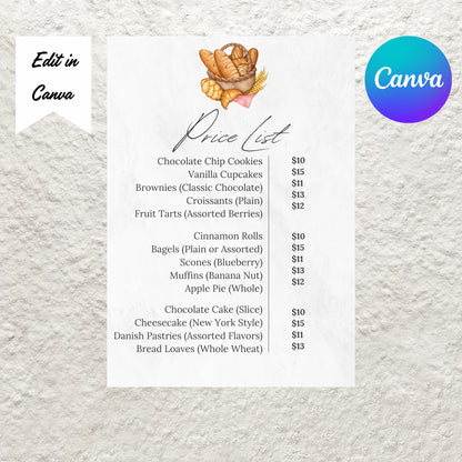 Editable Price List Template Small Business Price List Flyer Canva Pricing List Price Sheet Printable Instant Download