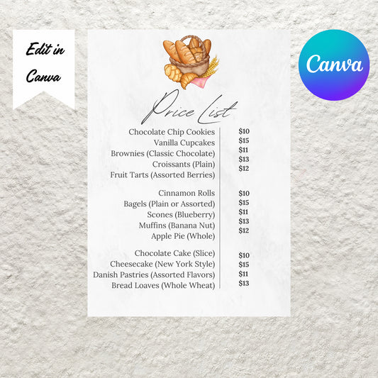 Editable Price List Template Small Business Price List Flyer Canva Pricing List Price Sheet Printable Instant Download