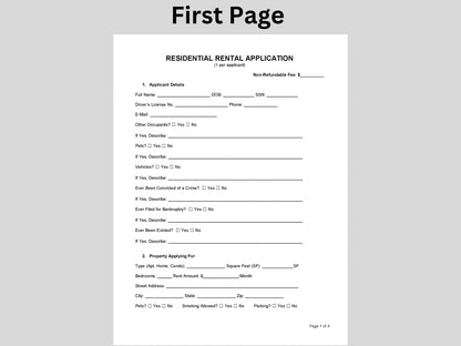 Editable Rental Property Application Form Landlord Rental Application Tenant Rental Application Lease Application Landlord Form Printable