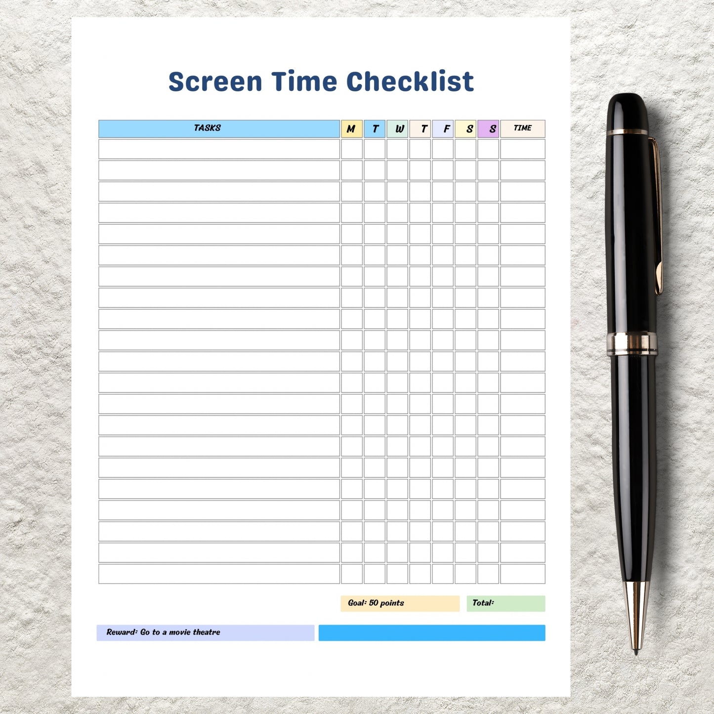 Editable Screen Time Checklist Template Printable Screen Time Chore Chart Daily Screen Time Schedule Screen Time Tracker Screen Time Chart