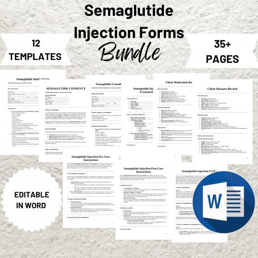 Editable Semaglutide Bundle Template Weight Loss Business Printable Semaglutide Consent Form Semaglutide Client Intake Form Ozempic Forms