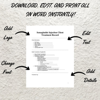 Editable Semaglutide Bundle Template Weight Loss Business Printable Semaglutide Consent Form Semaglutide Client Intake Form Ozempic Forms