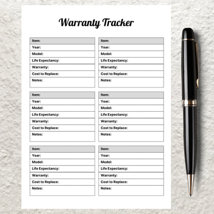 Editable Warranty Tracker Printable Warranty Tracker Log Household Planner Organizer Product Maintenance Repair Home Warranty Tracker