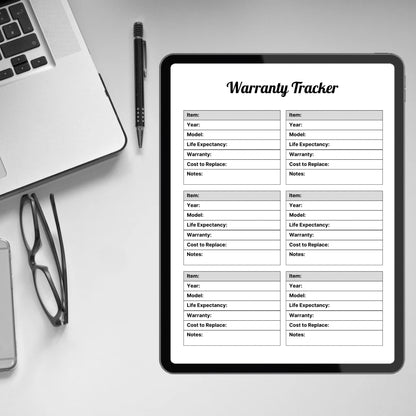 Editable Warranty Tracker Printable Warranty Tracker Log Household Planner Organizer Product Maintenance Repair Home Warranty Tracker