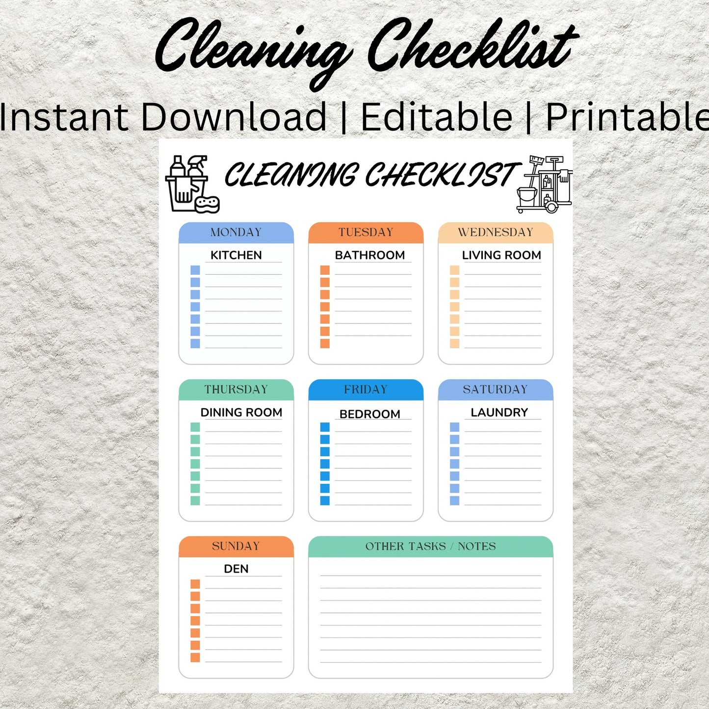 Editable Weekly Deep Cleaning Checklist Template Printable Cleaning Planner Airbnb Vacation Rental Cleaning List Plan Household Chore List