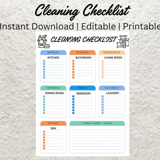 Editable Weekly Deep Cleaning Checklist Template Printable Cleaning Planner Airbnb Vacation Rental Cleaning List Plan Household Chore List