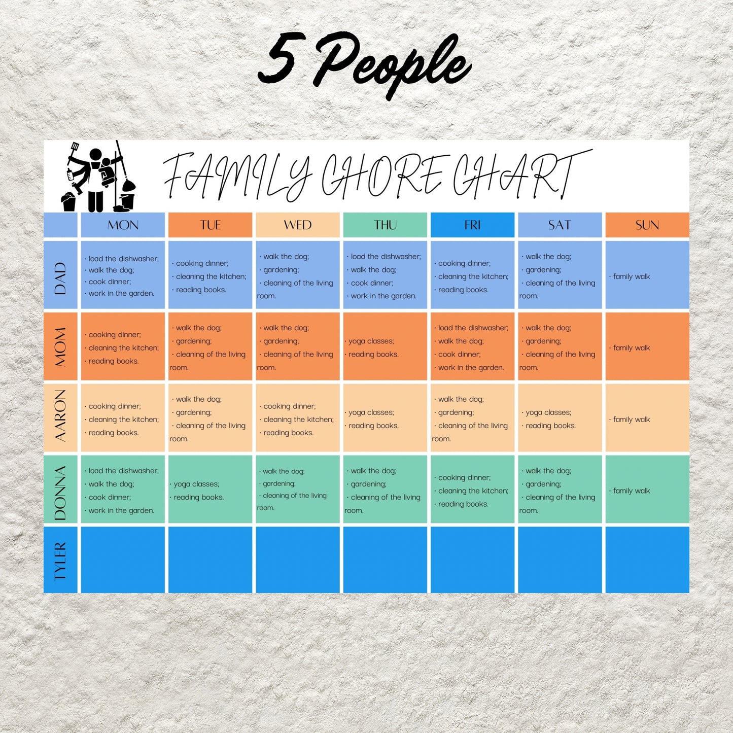 Editable Weekly Family Chore Chart Canva Template Printable Chore Chart List Kids Adult Family Household Cleaning Schedule Planner A4