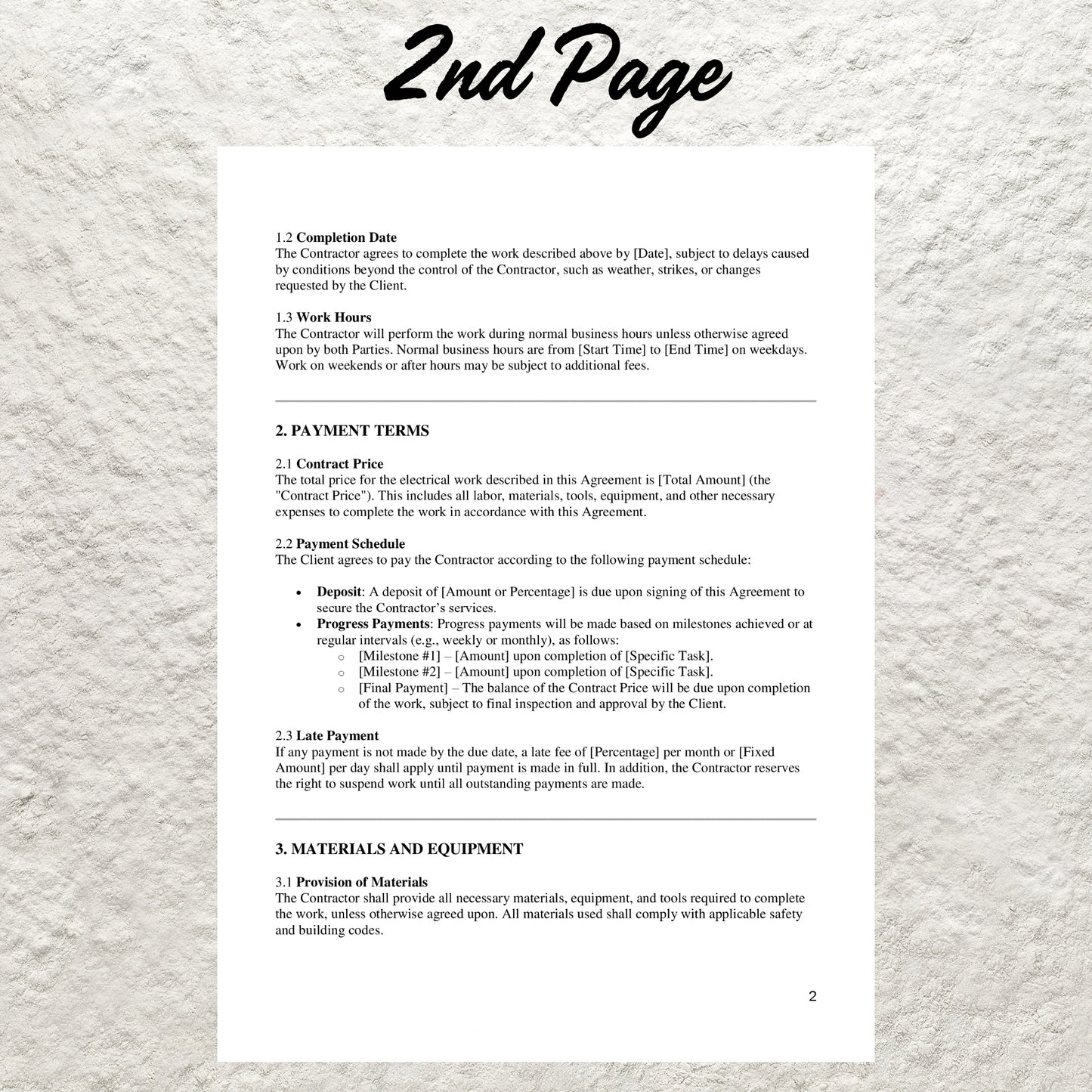 Electrical Contract Template Editable Electrical Service Agreement Form Printable Electrician Service Contract Electrical Contract Proposal