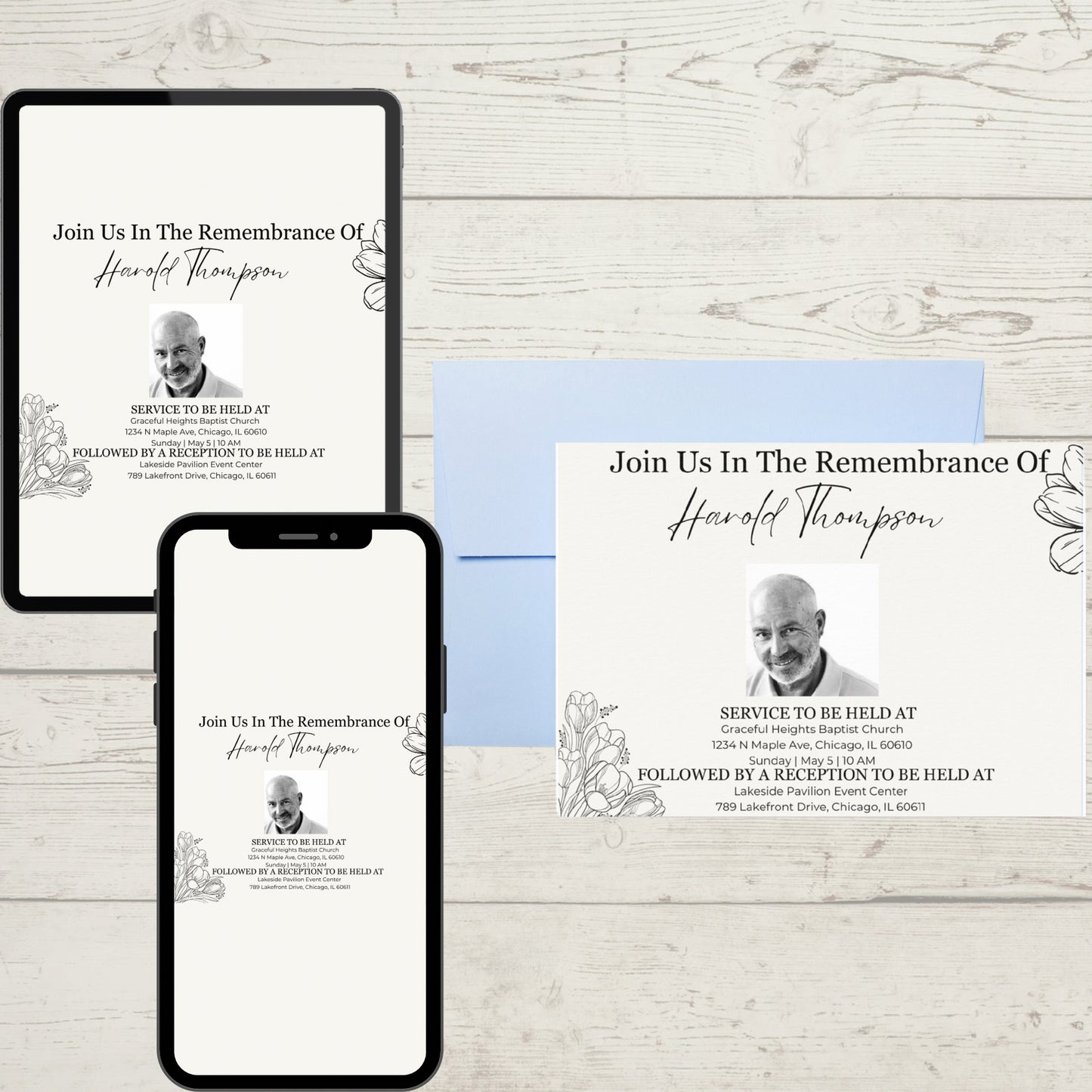 Electronic Funeral Announcement Evite Editable Funeral Invitation Template Celebration of Life In Loving Memory Memorial Service Invitation