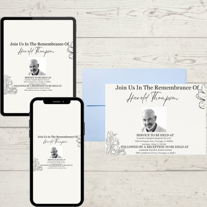 Electronic Funeral Announcement Evite Editable Funeral Invitation Template Celebration of Life In Loving Memory Memorial Service Invitation