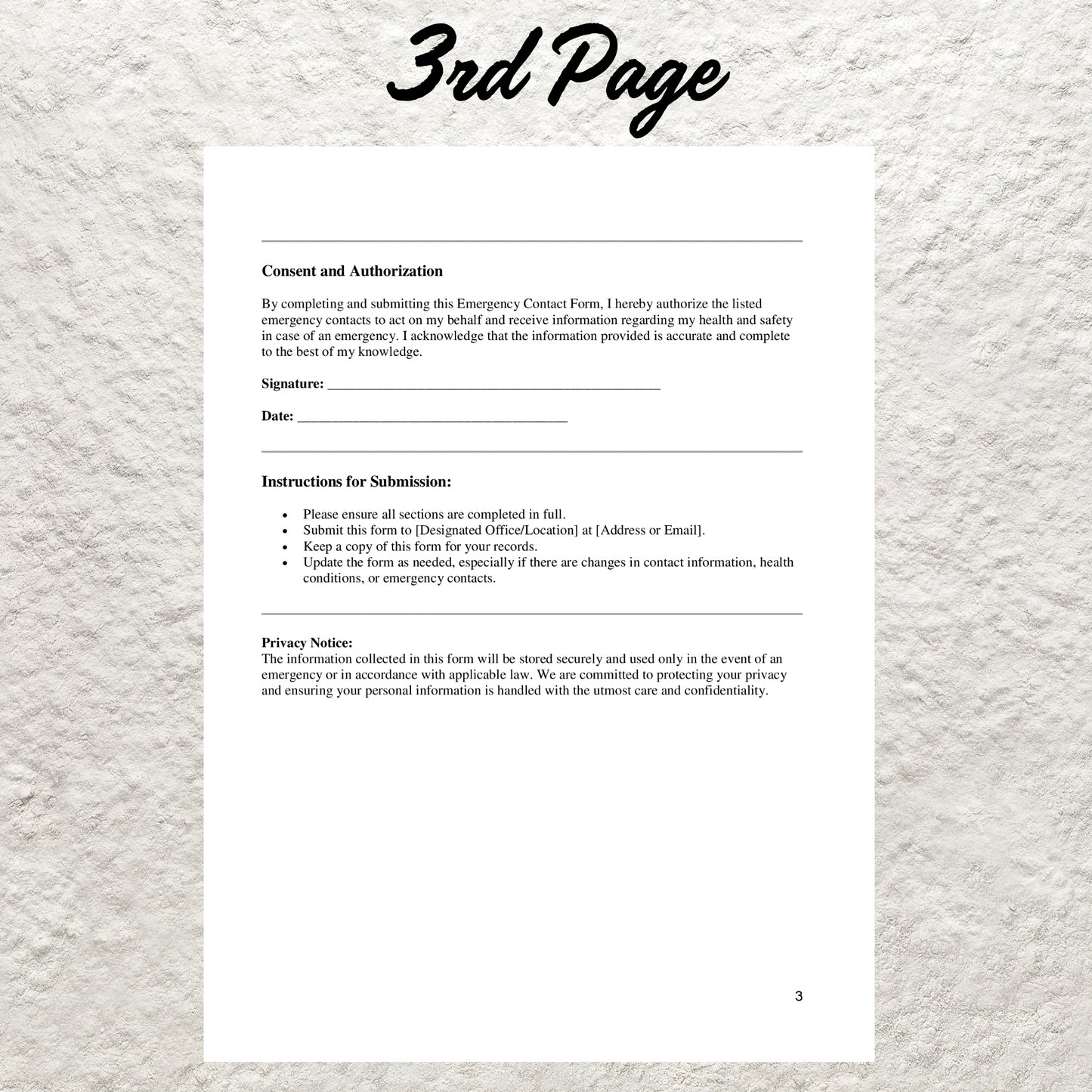 Emergency Information Sheet Editable Emergency Contact Form Printable Emergency Contact Information Form In Case of Emergency Contact Form