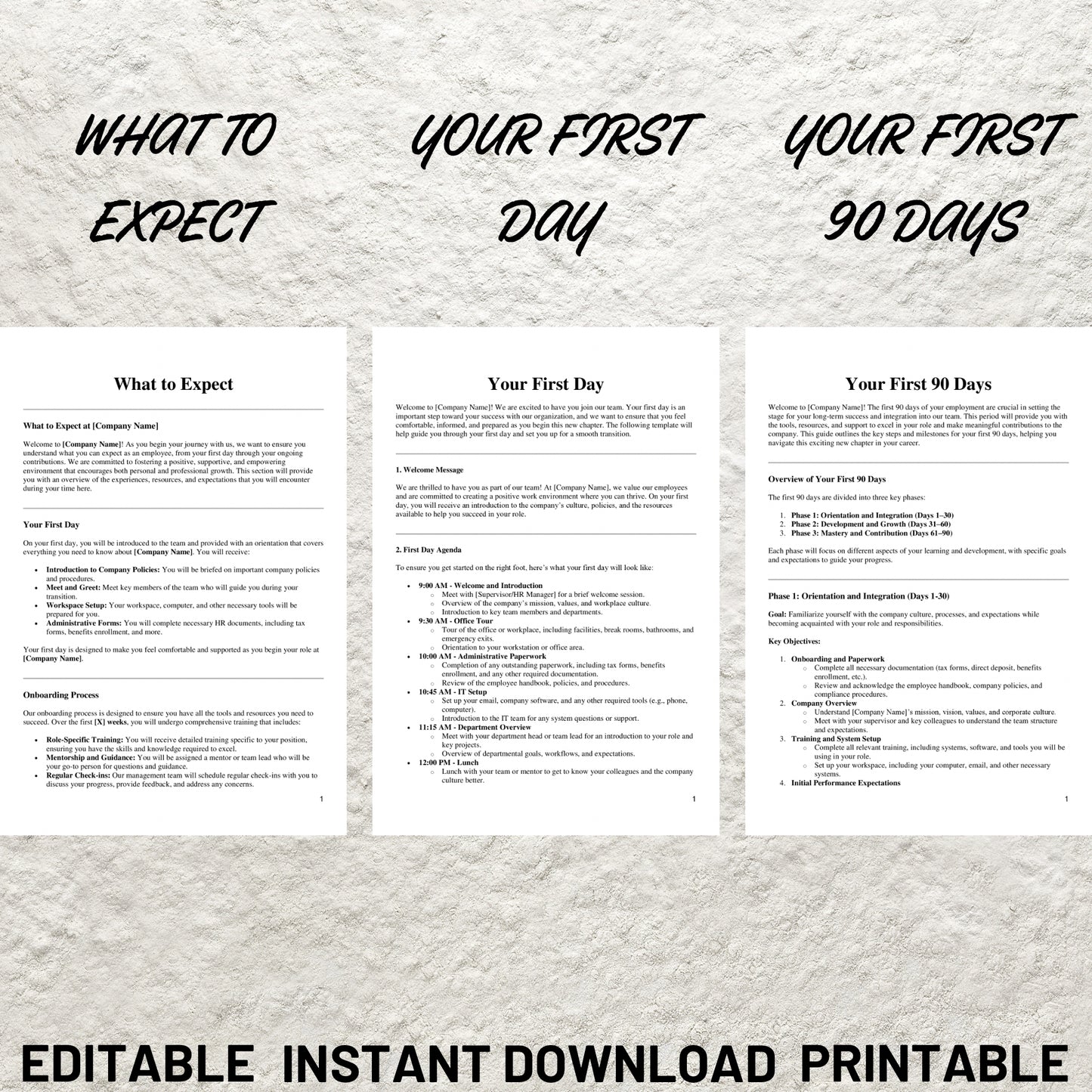 Employee Handbook Template Editable New Hire Handbook Printable Employee Welcome Packet Employee New Hire Onboarding HR Manual Templates