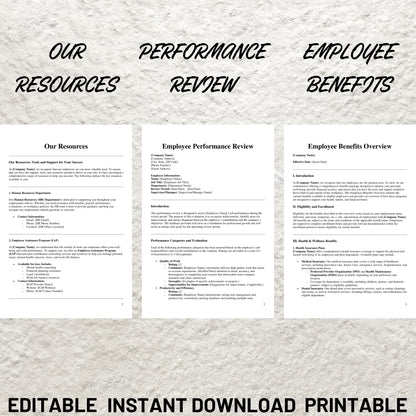 Employee Handbook Template Editable New Hire Handbook Printable Employee Welcome Packet Employee New Hire Onboarding HR Manual Templates