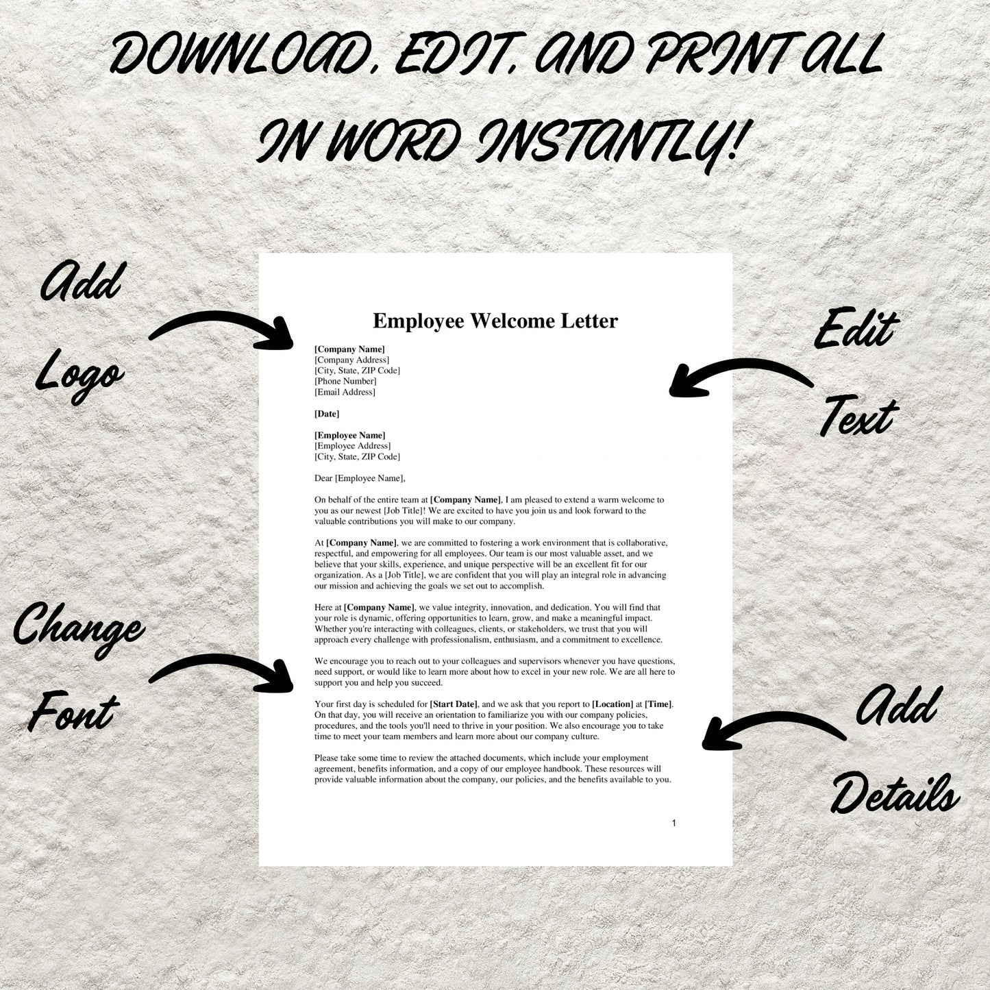 Employee Handbook Template Editable New Hire Handbook Printable Employee Welcome Packet Employee New Hire Onboarding HR Manual Templates