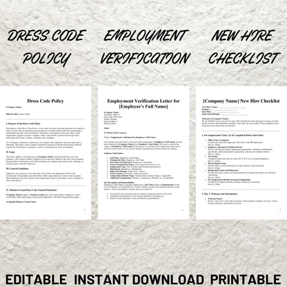 Employee Onboarding Bundle Templates Editable New Hire Form Packet Printable New Employee HR Onboarding Checklist New Hire Paperwork Forms