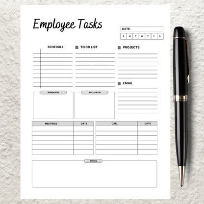 Employee Task List Template Printable Employee Log Work Job Allocation Assignment Sheet Tacker Work To Do List Employee Task Management