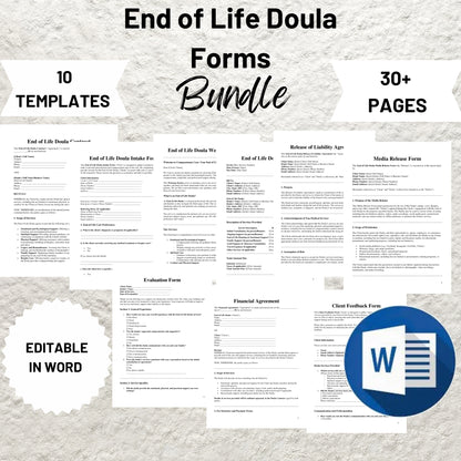 End of Life Doula Forms Bundle Editable End of Life Doula Contract Printable Intake Form End of Life Doula Paperwork Bundle Death Doula Form