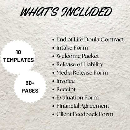 End of Life Doula Forms Bundle Editable End of Life Doula Contract Printable Intake Form End of Life Doula Paperwork Bundle Death Doula Form