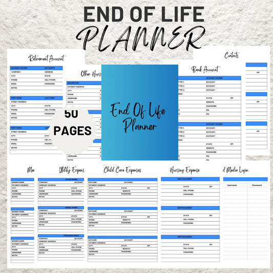 End of Life Planner Template Just In Case of Emergency What If Binder Household Life Binder Final Preparations Last Wishes Funeral Planning