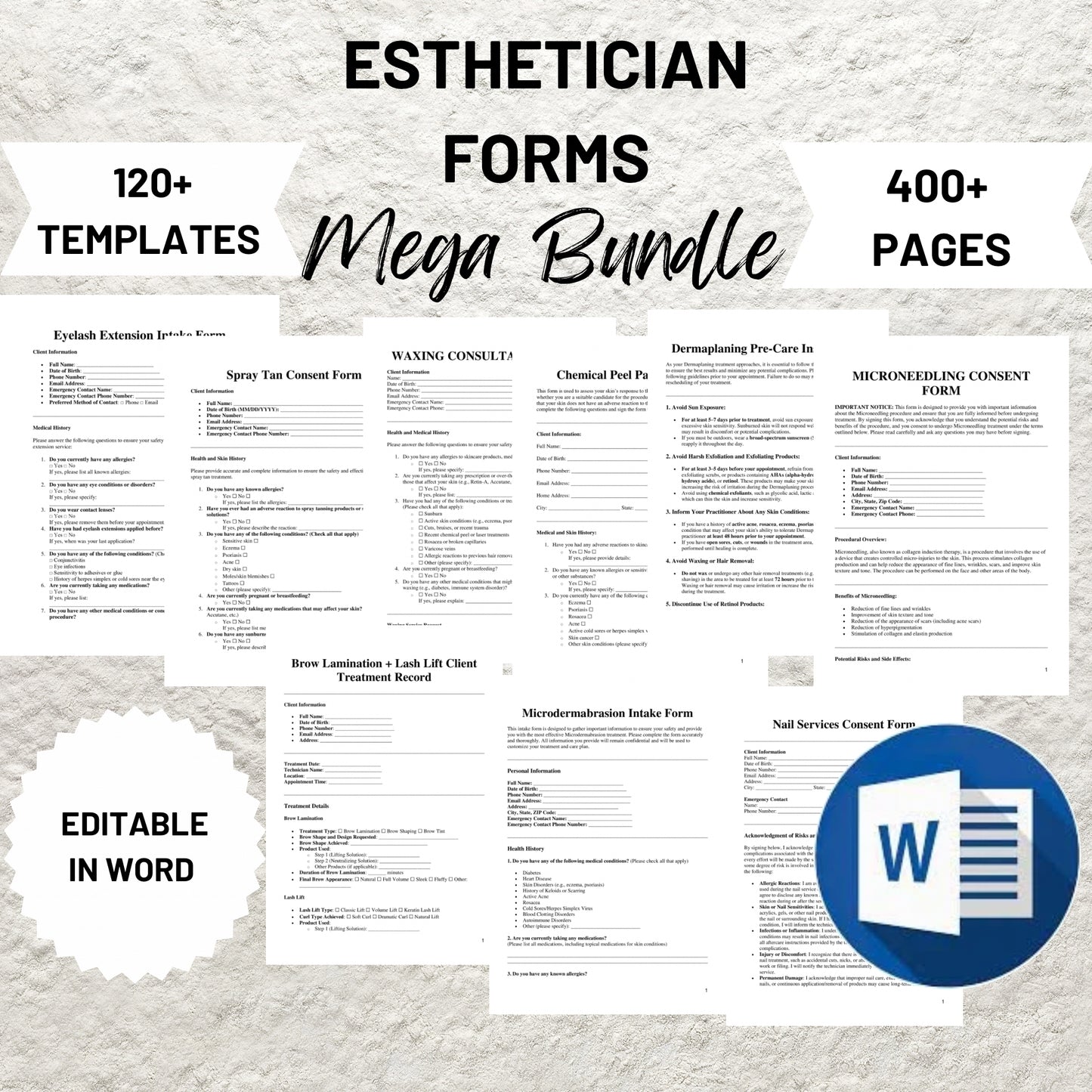 Esthetician Forms Template Bundle Editable Esthetician Intake Form Printable Esthetician Consent Form Esthetician Consultation Form Med Spa