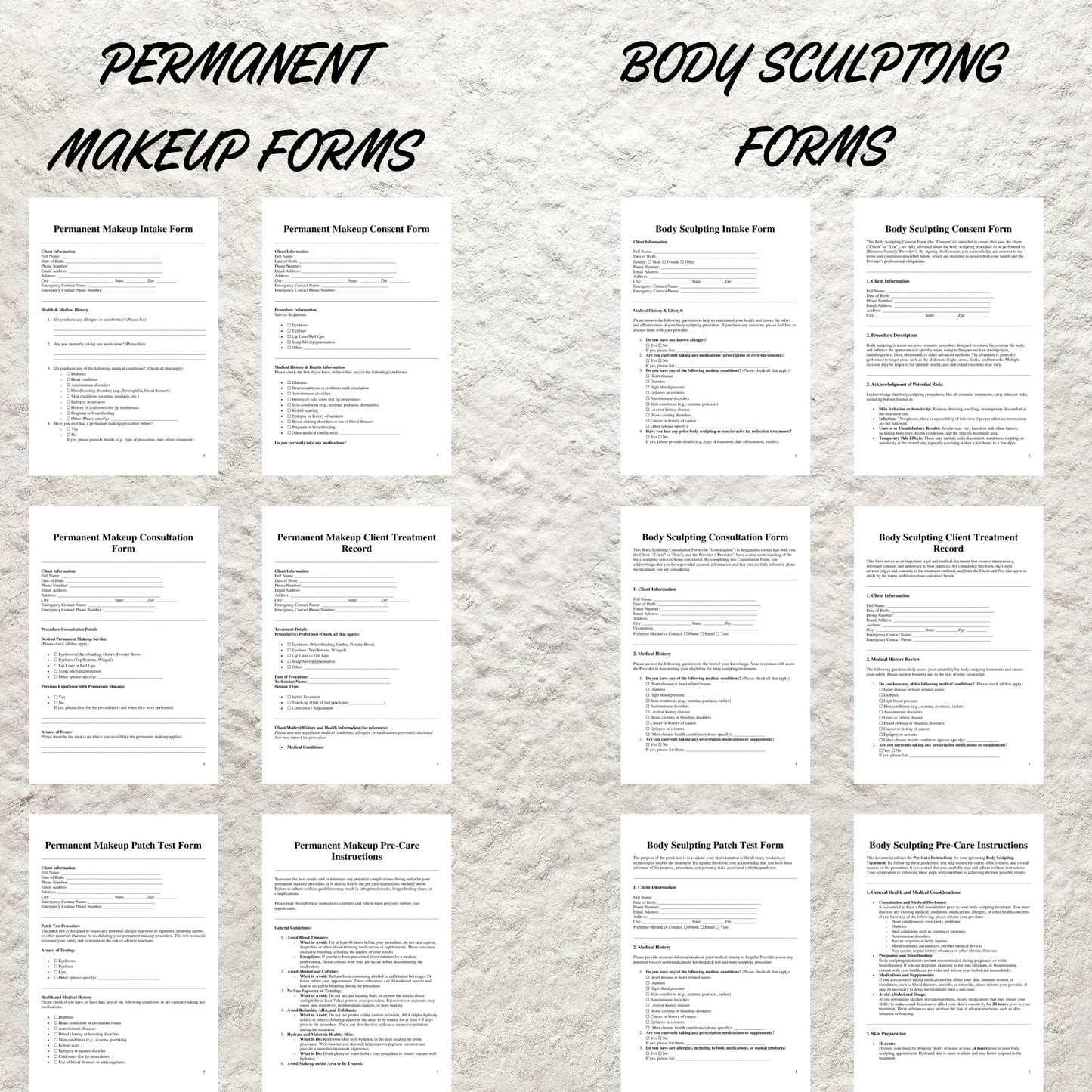 Esthetician Forms Template Bundle Editable Esthetician Intake Form Printable Esthetician Consent Form Esthetician Consultation Form Med Spa