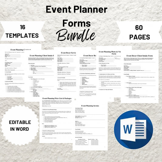 Event Planner Forms Bundle Editable Event Planner Service Agreement Printable Event Planning Client Intake Form Event Planning Contract