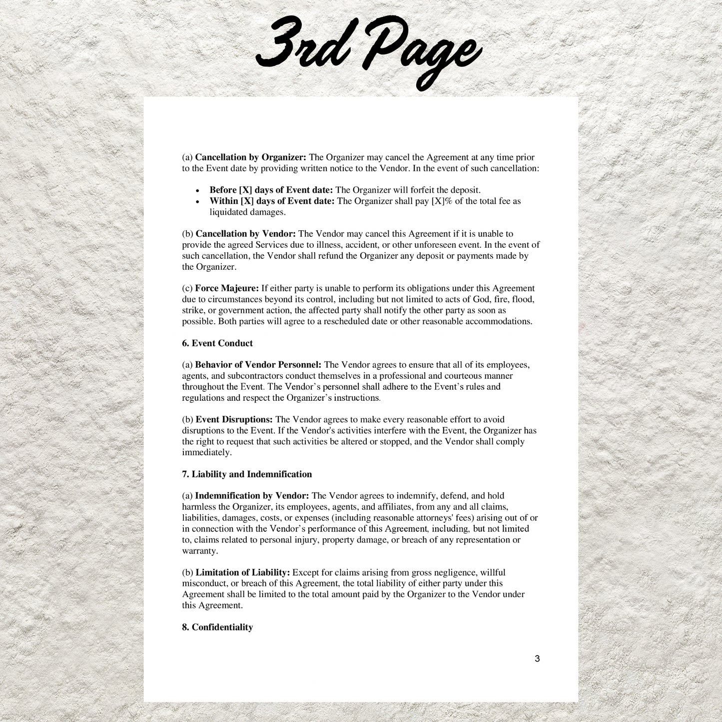 Event Vendor Contract Template Editable Event Vendor Agreement Printable Venue Décor Contract Event Planner Coordinator Service Agreement