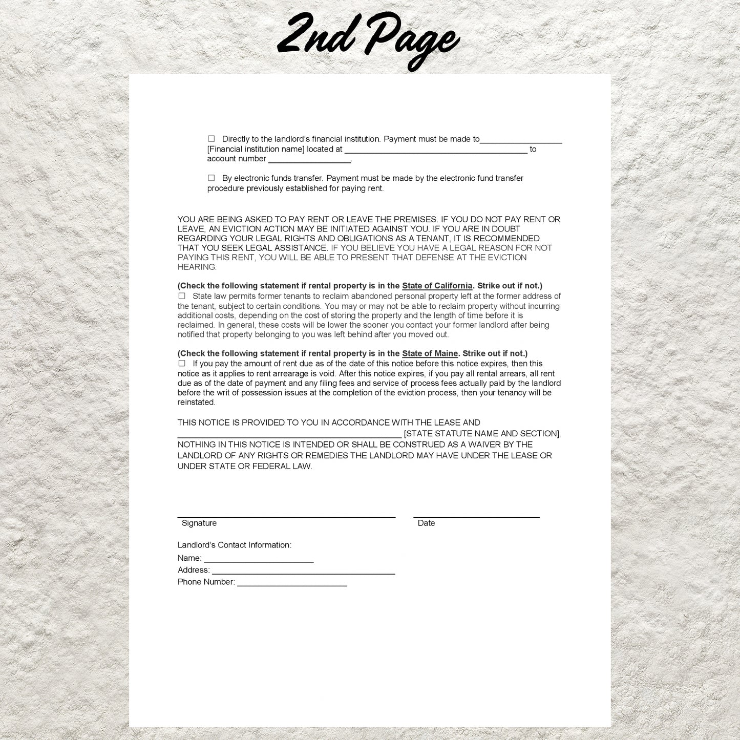 Eviction Notice Editable Notice to Vacate Tenant Template Printable Landlord Rental Lease Termination Contract Form Microsoft Word PDF