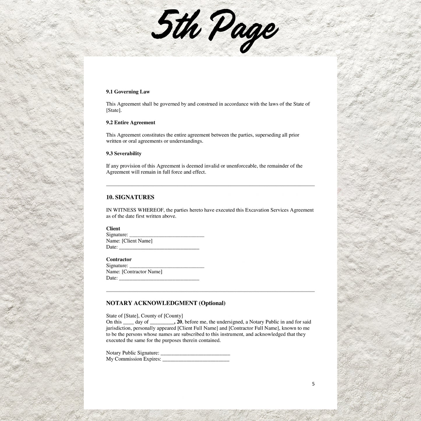 Excavation Contract Template Editable Excavation Service Agreement Form Printable American Contract Excavation Business Services Contract