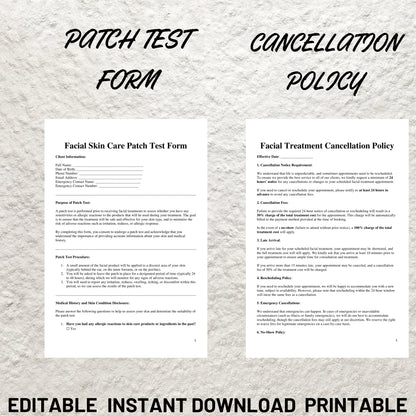 Facial Treatment Forms Bundle Editable Facial Consultation Form Printable Facial Consent Form Facial Intake Form Esthetician Skin Care Forms