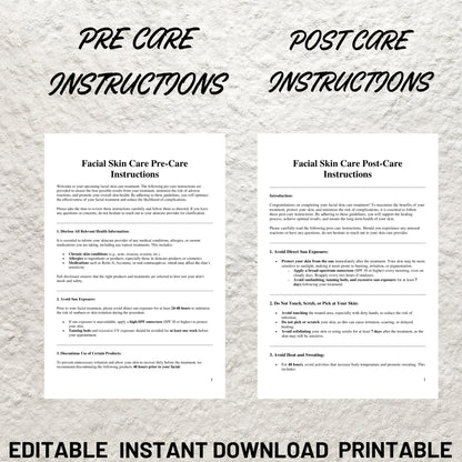 Facial Treatment Forms Bundle Editable Facial Consultation Form Printable Facial Consent Form Facial Intake Form Esthetician Skin Care Forms