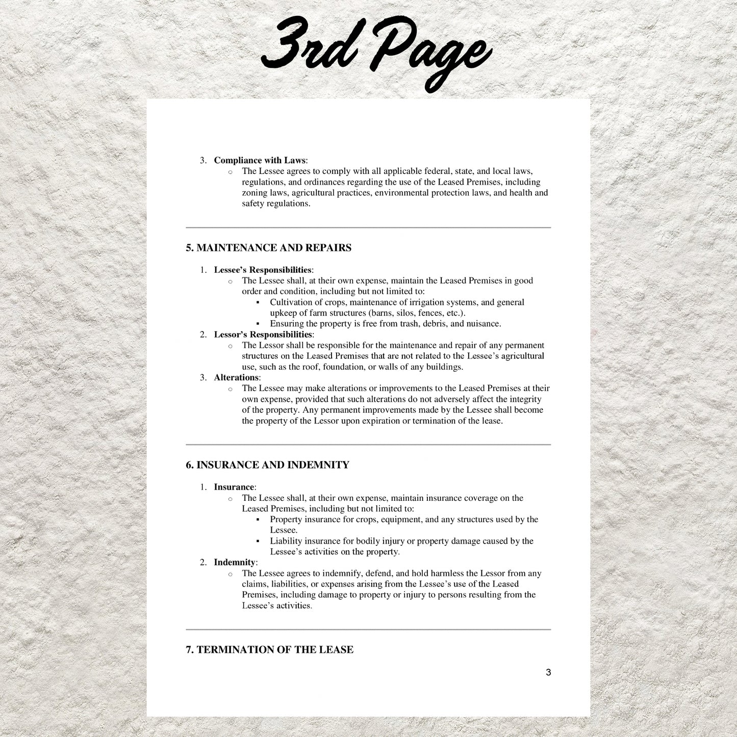 Farm Lease Contract Template Editable Farm Land Rent Agreement Printable Agriculture Land Lease Agreement Form Rental Contract for Farmers