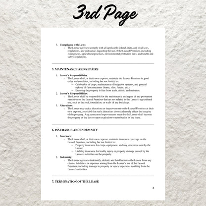 Farm Lease Contract Template Editable Farm Land Rent Agreement Printable Agriculture Land Lease Agreement Form Rental Contract for Farmers