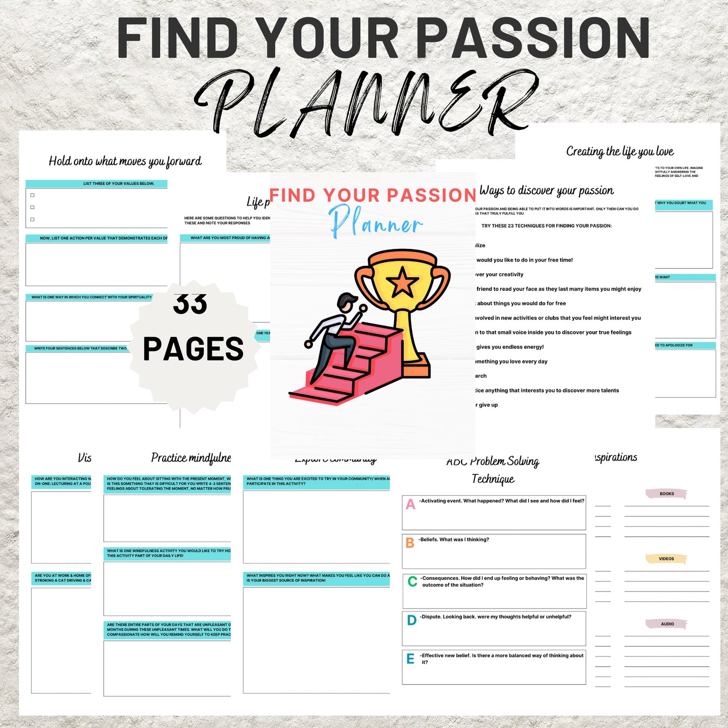 Find Your Passion Planner Journal Printable Life Purpose Workbook How to Find Your Passion Life Coaching Self Care Worksheet Passion Journal