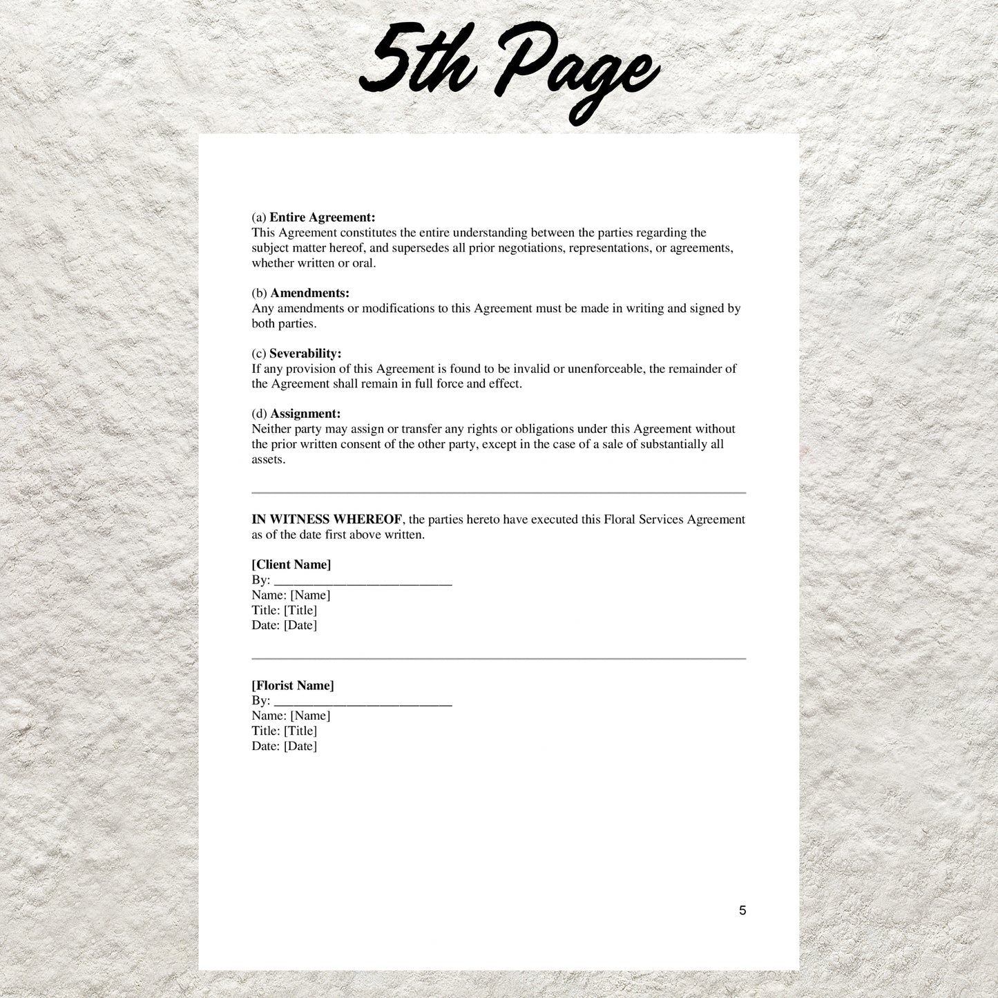 Floral Contract Template Editable Florist Contract Printable Floral Service Agreement Professional Flower Arrangement Agreement Florist Form