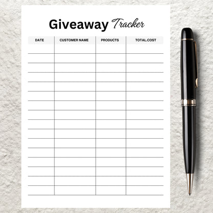 Giveaway Tracker Template Printable Social Media Planner Social Media Influencer Contest Giveaway Tracking Sheet Business Blogging Planner