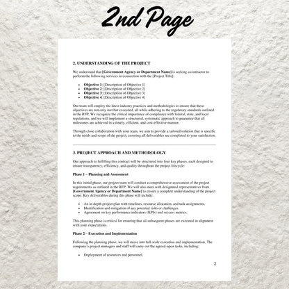 Government Contract Proposal Template Editable Government Proposal Form Printable Government Proposal Agreement Government Contract Form